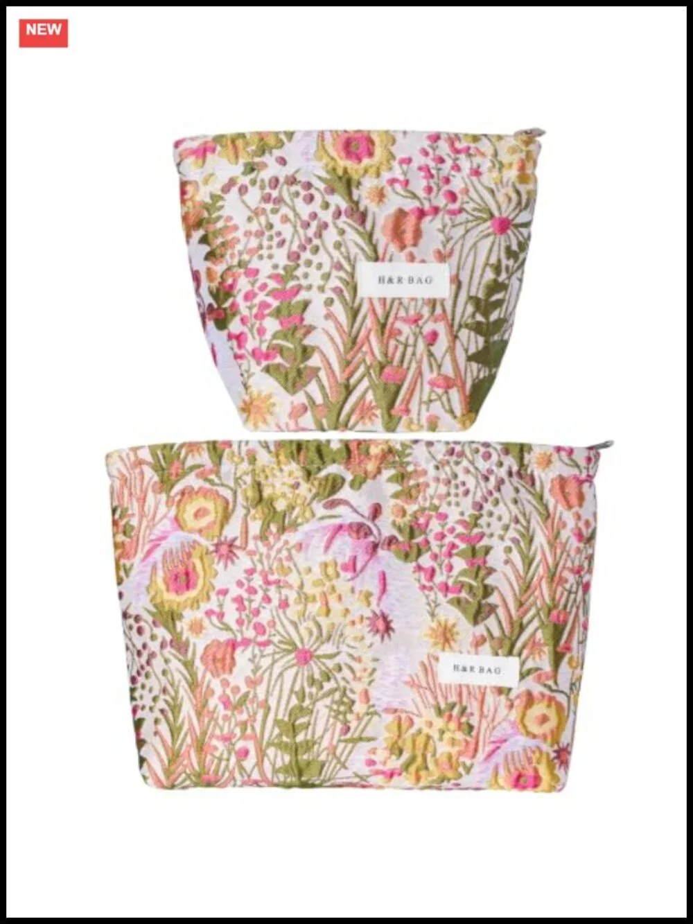 Embroidered Floral Makeup Bag Set - Large Cosmetic Pouch with Zipper, Toiletry